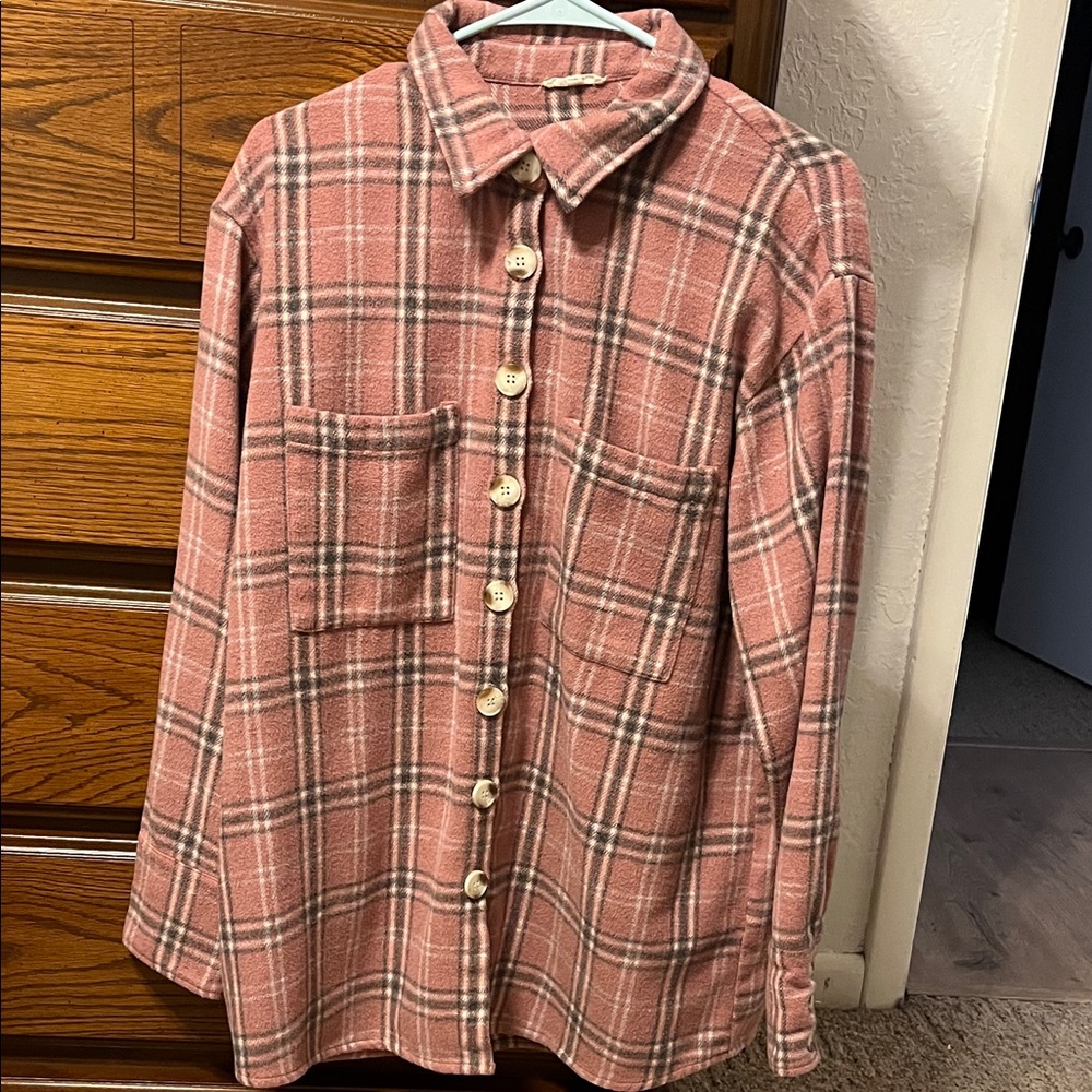 JODIFL Pink Plaid Shirt